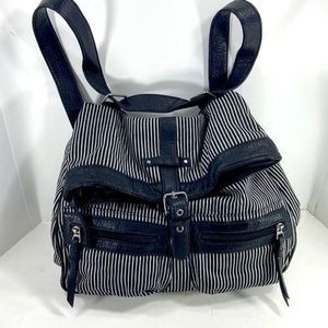 Vans womens hobo backpack Black and white fabric with black leather trim
